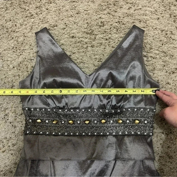 ELIZA J Gray 2 Piece Beaded Multi-Tiered Gown Dress Mother of Bride Womens Sz 8 - Picture 14 of 16